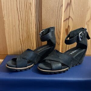 Sorel Women's Black Wedge Sandals